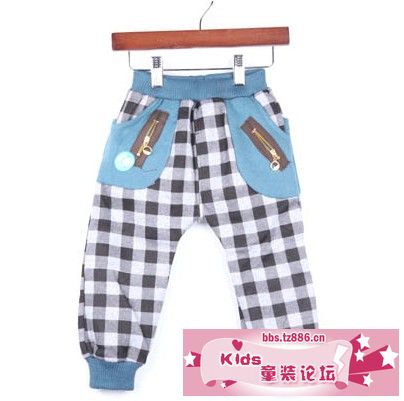儿童拉链口袋字母款抓绒休闲裤.jpg